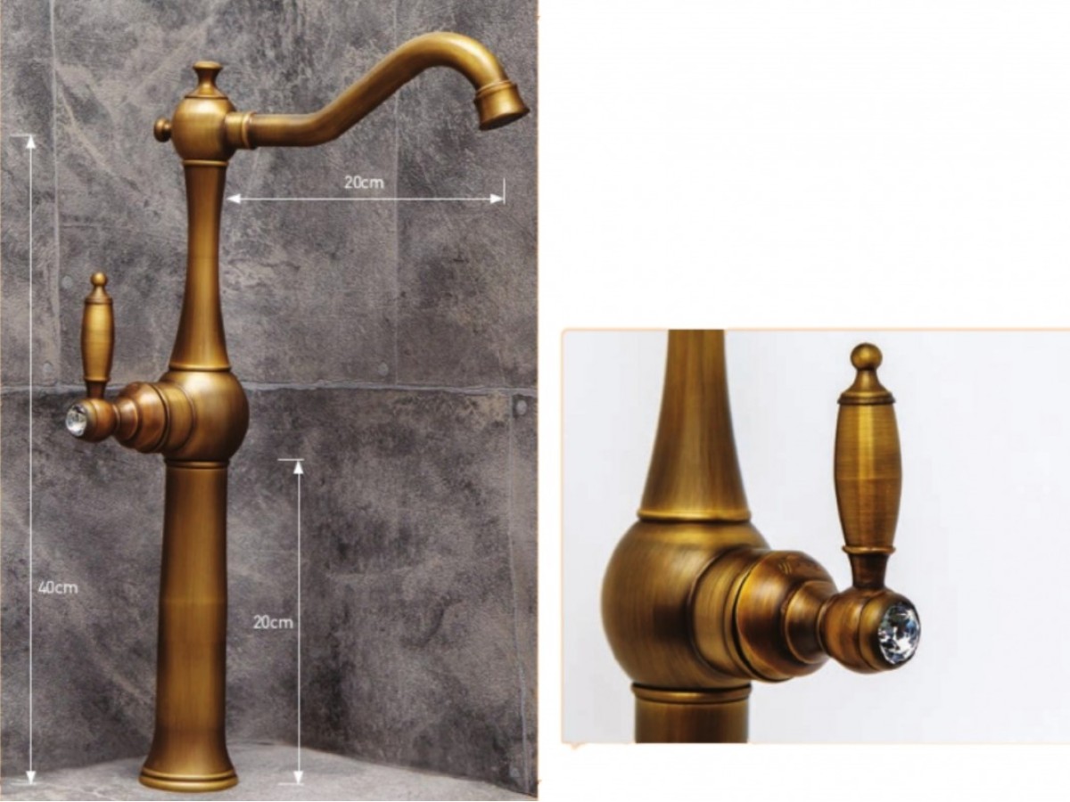 Ρετρό Ψηλές Μπαταρίες Τρίτων Μπρονζέ Για Επιτραπέζιους Νιπτήρες