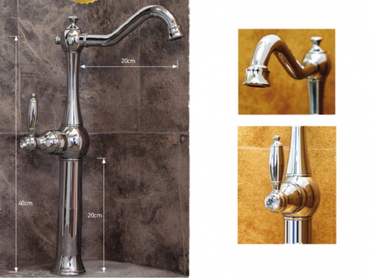 Ρετρό Ψηλές Μπαταρίες Τρίτων Χρωμέ Για Επιτραπέζιους Νιπτήρες