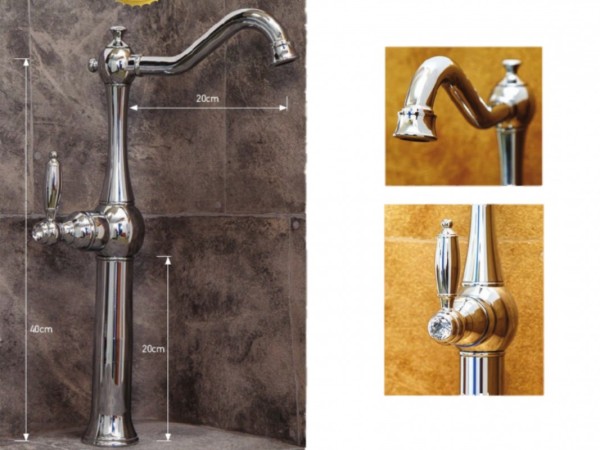 Ρετρό Ψηλές Μπαταρίες Τρίτων Χρωμέ Για Επιτραπέζιους Νιπτήρες