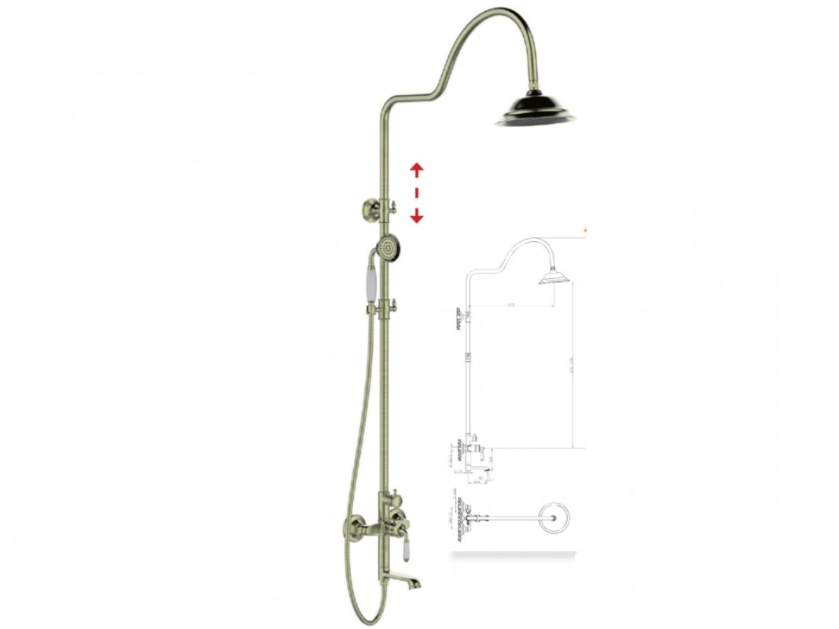 Vintage Bronze Στήλη Ντους Μπάνιου Αλεξάνδρα