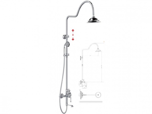 Vintage Χρωμέ στήλη ντους μπάνιου Αλεξάνδρα