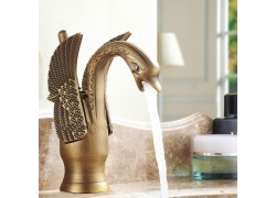 Vintage Swan Bathroom Sink Faucet Bronze