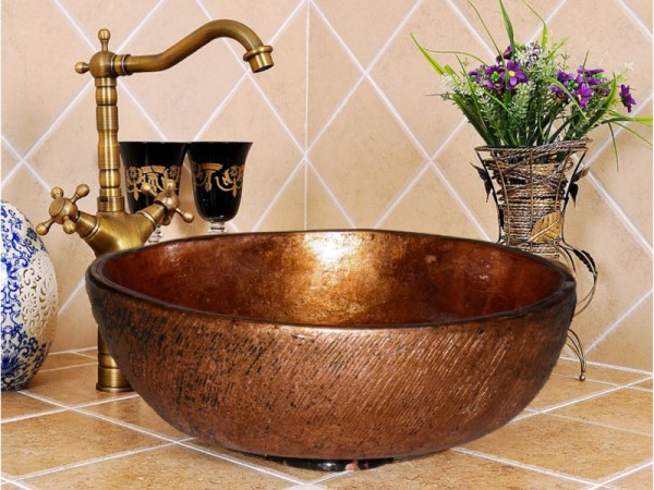 Άτλας Νιπτήρας Τραβερτίνο Πεπαλαιωμένος Χαλκός Τιμή