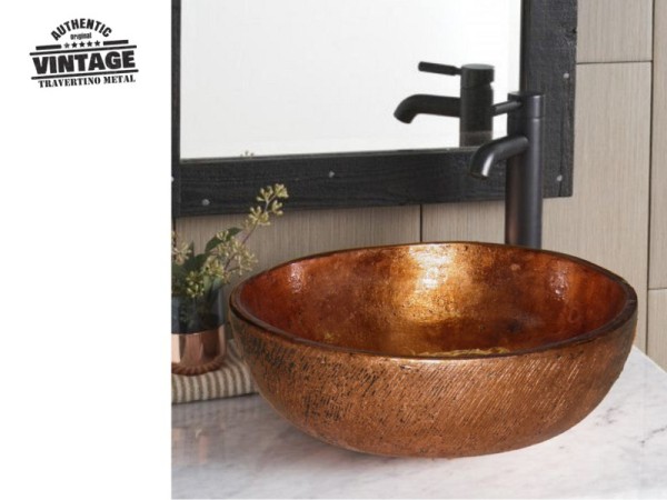 Άτλας Νιπτήρας Τραβερτίνο Πεπαλαιωμένος Χαλκός Τιμή