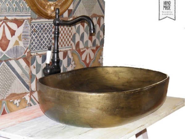 Bronze Βουρτσισμένος Νιπτήρας Μπάνιου Επιτραπέζιος Οβάλ Θέτις