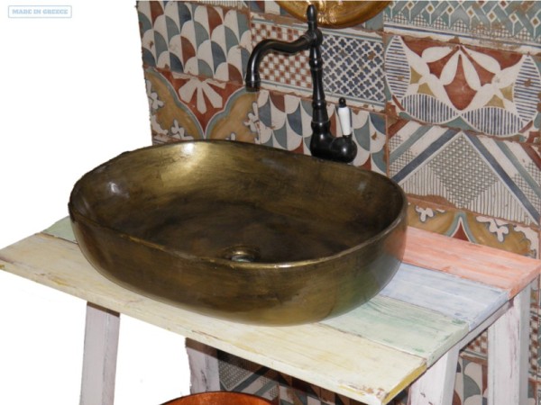 Bronze Βουρτσισμένος Νιπτήρας Μπάνιου Επιτραπέζιος Οβάλ Θέτις