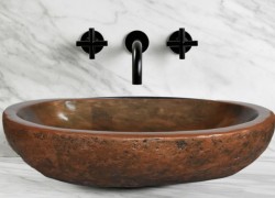 Χάλκινοι Ελληνικοί Χειροποίητοι Νιπτήρες Ρωξάνη Τραβερτίνο Euro