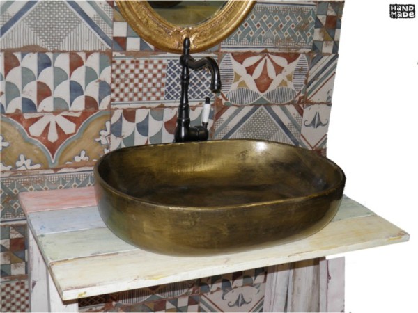 Bronze Βουρτσισμένος Νιπτήρας Μπάνιου Επιτραπέζιος Οβάλ Θέτις