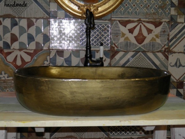 Bronze Βουρτσισμένος Νιπτήρας Μπάνιου Επιτραπέζιος Οβάλ Θέτις