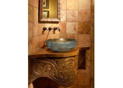 Χειροποίητος Νιπτήρας Travertino Αθηνά Οξειδωμένος Μπρούτζος Bronze