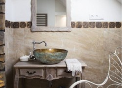 Χειροποίητος Νιπτήρας Travertino Αθηνά Οξειδωμένος Μπρούτζος Bronze