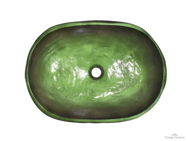 Iridescent Oval Washbasin Green Metallic