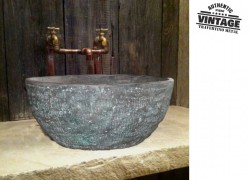 Μέταλλο Οξειδωμένος Μαύρος Χαλκός Νιπτήρας 37 χ 15,5 cm