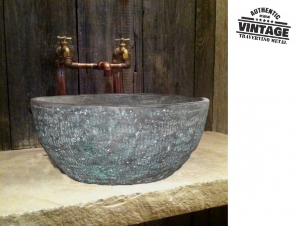 Μέταλλο Οξειδωμένος Μαύρος Χαλκός Νιπτήρας 37 χ 15,5 cm