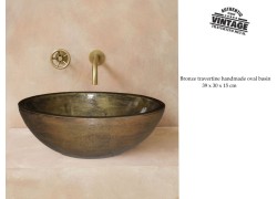 Μεταλλικός Τραβερτίνο Βουρτσισμένος Μπρούτζος Οβάλ Νιπτήρας Προσφορά