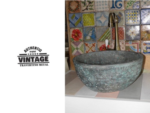 Μέταλλο Οξειδωμένος Μαύρος Χαλκός Νιπτήρας 37 χ 15,5 cm