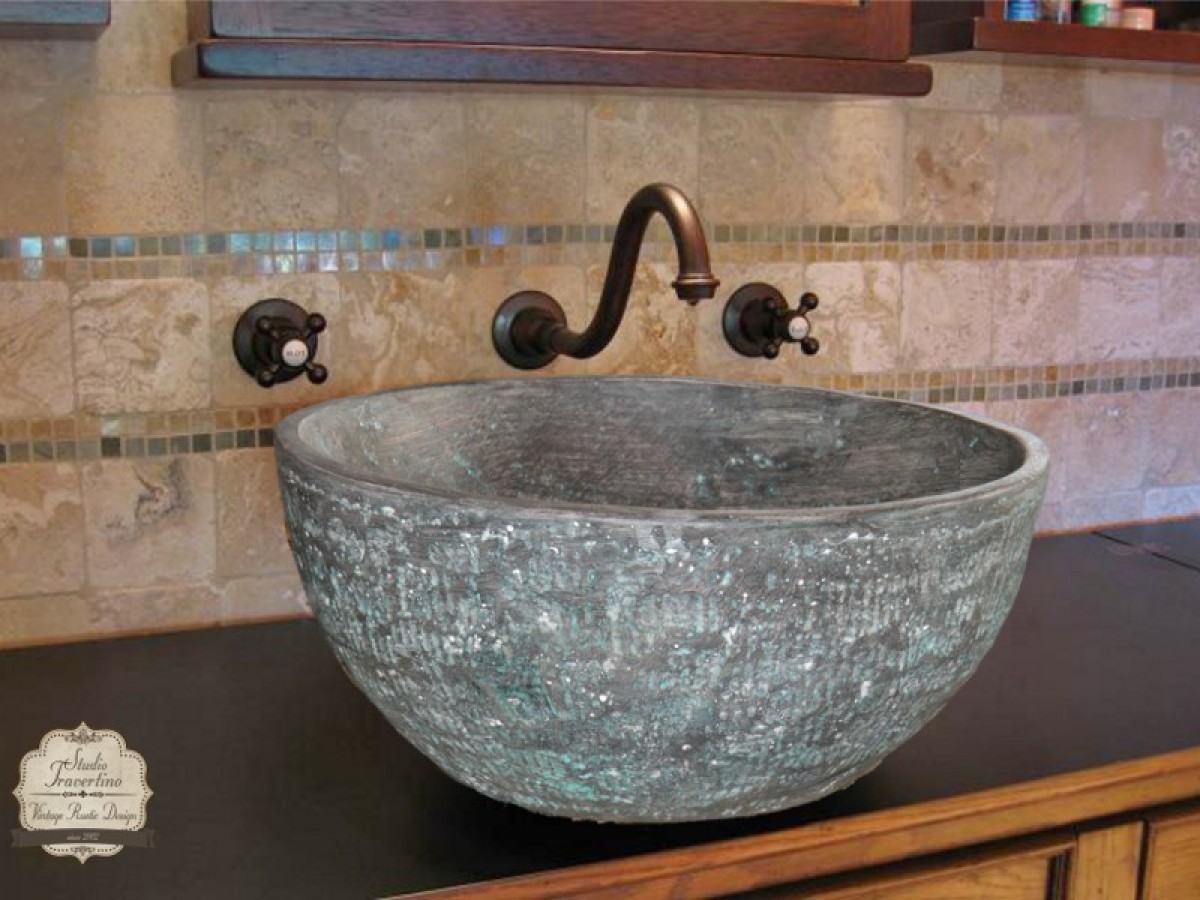 Μέταλλο Οξειδωμένος Μαύρος Χαλκός Νιπτήρας 37 χ 15,5 cm