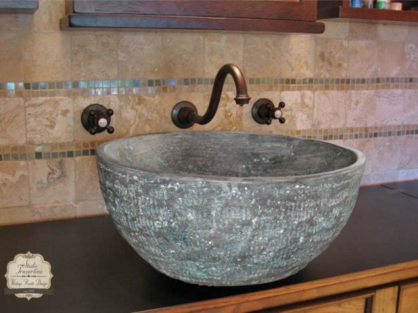 Μέταλλο Οξειδωμένος Μαύρος Χαλκός Νιπτήρας 37 χ 15,5 cm