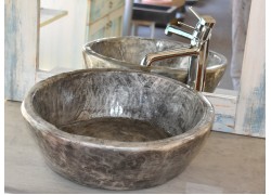 Νεροχύτης Μπάνιου Γλαύκη Βουρτσισμένο Νίκελ Χειροποίητος Από Τραβερτίνο Ορυκτά Υλικά Και Ρινίσματα Μετάλλου