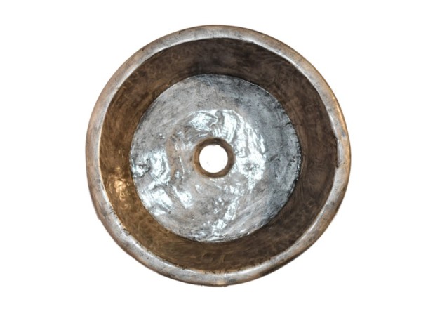 Νεροχύτης Μπάνιου Γλαύκη Βουρτσισμένο Νίκελ Χειροποίητος Από Τραβερτίνο Ορυκτά Υλικά Και Ρινίσματα Μετάλλου