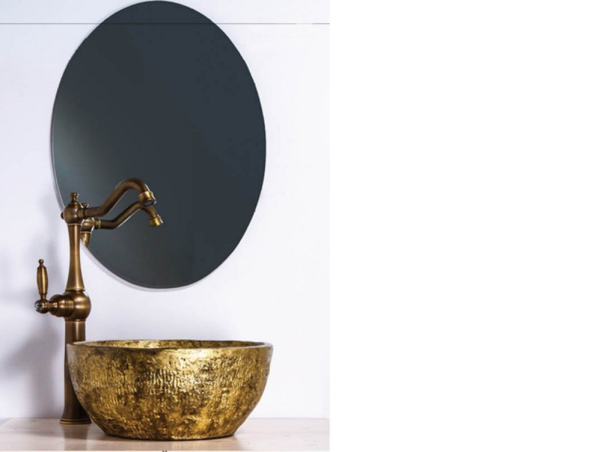 Ορειχάλκινος Τραβερτίνο Νιπτήρας Μπάνιου Θέων 37 χ 15,5 cm