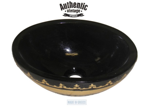 Οβάλ Νεροχύτες Μπάνιου Τραβερτίνο Με Μεταλλικό Σχέδιο Χρυσού