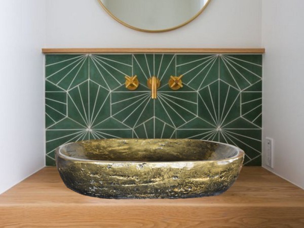 Stone And Metal Washbasins Folded Silver Glauki Price