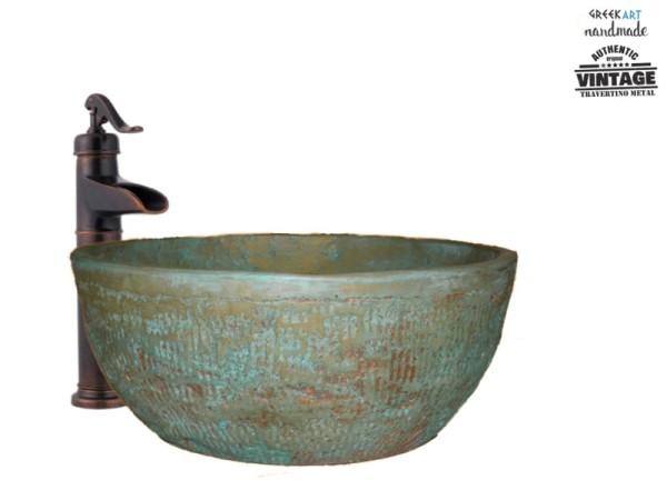 Ρετρό Οξειδωμένος Μπρούτζος Νιπτήρας Θέων 