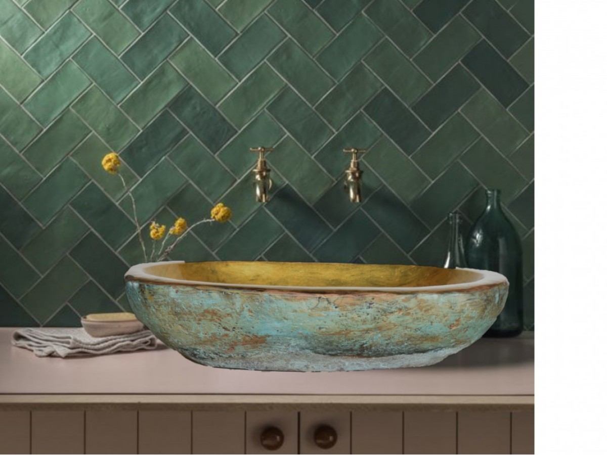 Ρωξάνη Χειροποίητος Νιπτήρας Μπάνιου Χρυσός Με Οξείδωση Μπρούτζου 