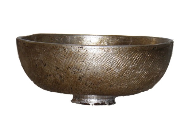 Στρογγυλός Τραβερτίνο Μεταλλικός Νιπτήρας Παλαιωμένο Ασήμι