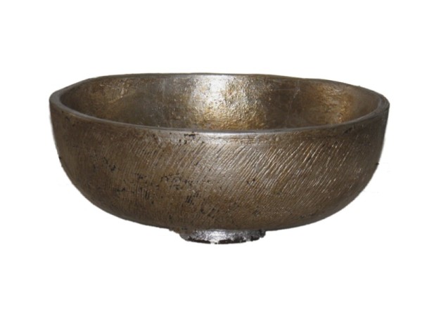 Στρογγυλός Τραβερτίνο Μεταλλικός Νιπτήρας Παλαιωμένο Ασήμι