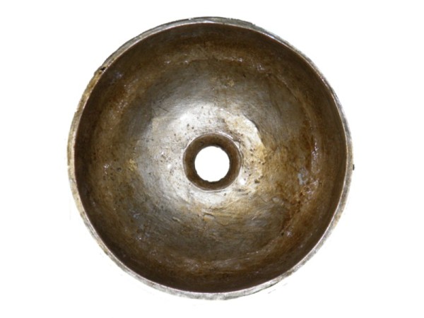 Στρογγυλός Τραβερτίνο Μεταλλικός Νιπτήρας Παλαιωμένο Ασήμι