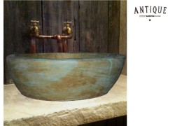 Vintage Χειροποίητος Τραβερτίνο Τεχνικά Οξειδωμένος Μπρούτζος Νιπτήρας Γλαύκη 