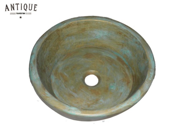 Vintage Χειροποίητος Τραβερτίνο Τεχνικά Οξειδωμένος Μπρούτζος Νιπτήρας Γλαύκη 