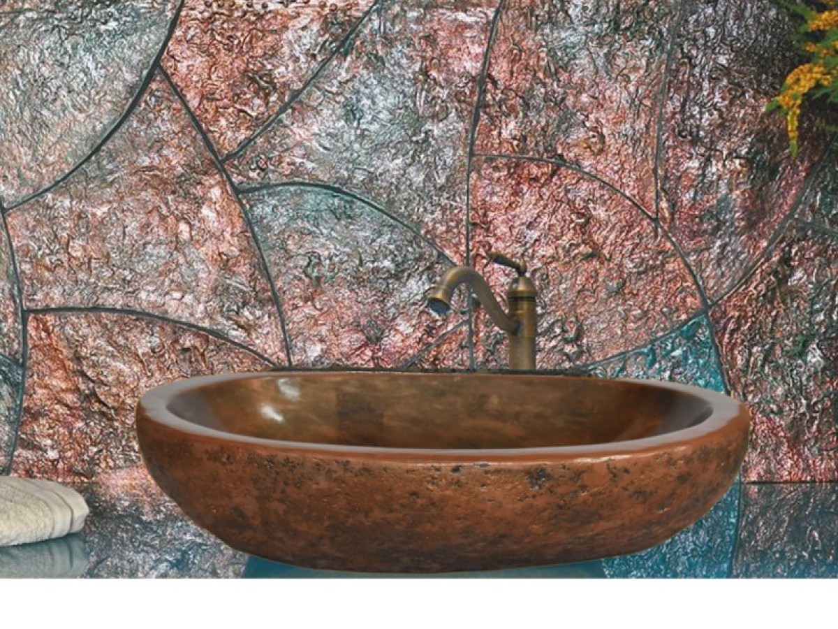 Χάλκινοι Ελληνικοί Χειροποίητοι Νιπτήρες Ρωξάνη Τραβερτίνο Euro