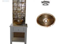 Χειροποίητοι Μεταλλικοί Τραβερτίνο Νιπτήρες Οβάλ Παλαιωμένο Ασήμι