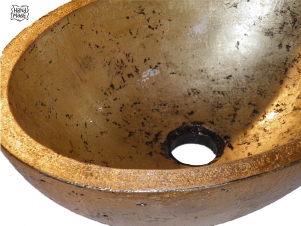 Χρυσός Μεταλλικός Χειροποίητος Νιπτήρας Οβάλ Μπάνιου