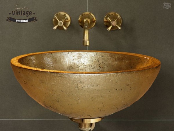 Χρυσός Μεταλλικός Χειροποίητος Νιπτήρας Οβάλ Μπάνιου