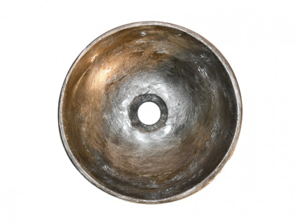 Γούρνα Στρογγυλή Μεταλλική Παλαιωμένο Βρώμικο Νίκελ Προσφορών 