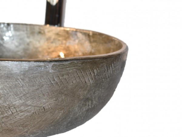 Γούρνα Στρογγυλή Μεταλλική Παλαιωμένο Βρώμικο Νίκελ Προσφορών 