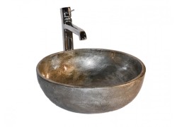 Γούρνα Στρογγυλή Μεταλλική Παλαιωμένο Βρώμικο Νίκελ Προσφορών 