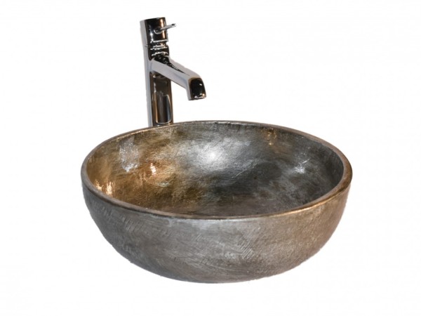 Γούρνα Στρογγυλή Μεταλλική Παλαιωμένο Βρώμικο Νίκελ Προσφορών 