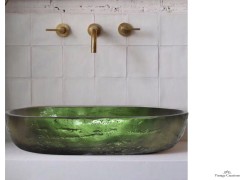 Ιριδίζων Οβάλ Νιπτήρας Πράσινος Μεταλλιζέ 