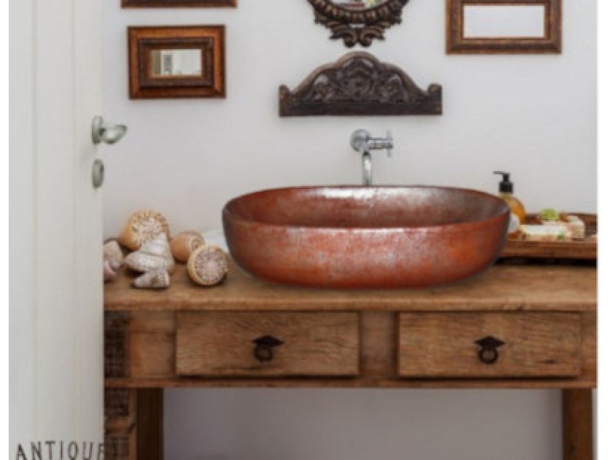 Οβάλ Νιπτήρες Θέτις Χειροποίητοι Από Πέτρα Και Μέταλλα Σκουριά