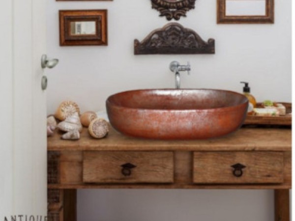 Οβάλ Νιπτήρες Θέτις Χειροποίητοι Από Πέτρα Και Μέταλλα Σκουριά