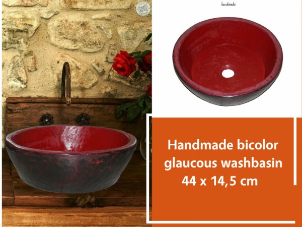Γλαύκη Λάβα Χειροποίητος Δίχρωμος Νιπτήρας Μπάνιου Προσφορές 