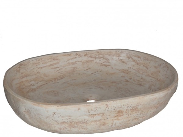 Οβάλ Νιπτήρας Μπάνιου Θέτις Τραβερτίνο Ελεύθερης Τοποθέτησης  Σε Έπιπλο