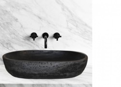 Οβάλ Νιπτήρας Μπάνιου Θέτις Τραβερτίνο Ελεύθερης Τοποθέτησης  Σε Έπιπλο