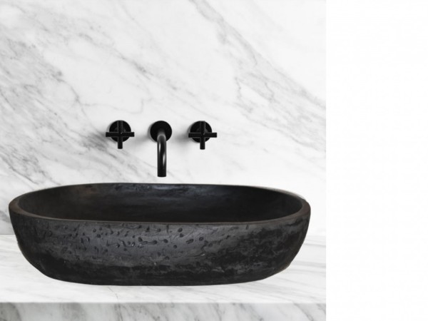 Οβάλ Νιπτήρας Μπάνιου Θέτις Τραβερτίνο Ελεύθερης Τοποθέτησης  Σε Έπιπλο