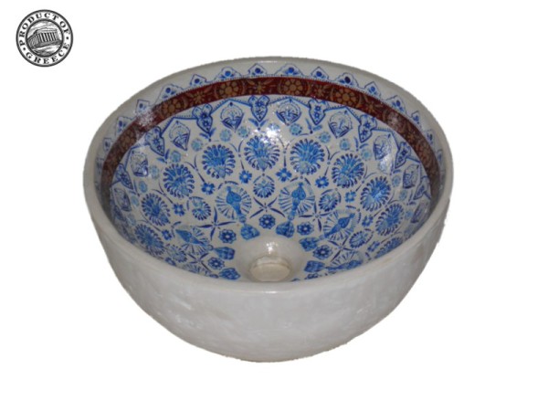 Περίτεχνος Χειροποίητος Ζωγραφικός Νιπτήρας Μπάνιου Πάτμος Τιμές